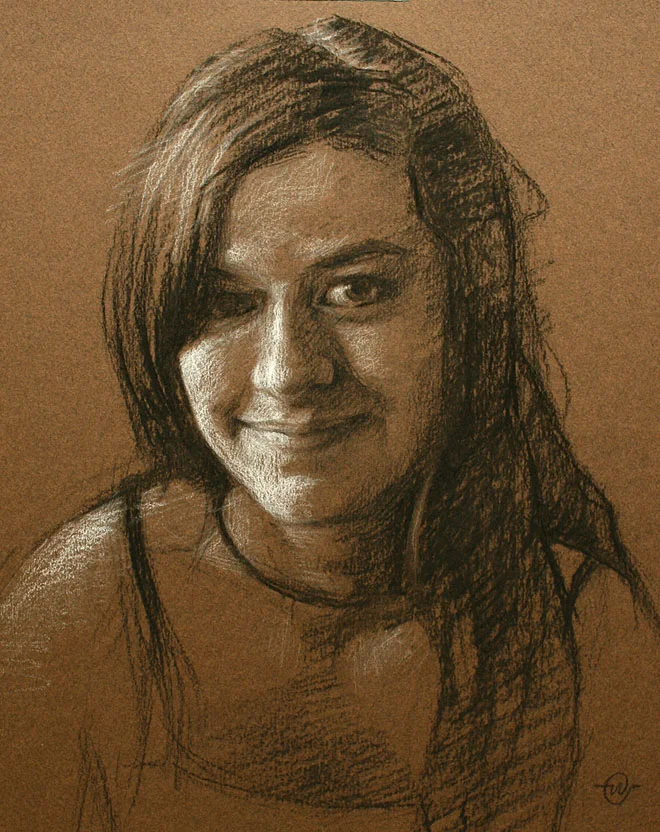 Study, charcoal and chalk on toned paper, 8x10"