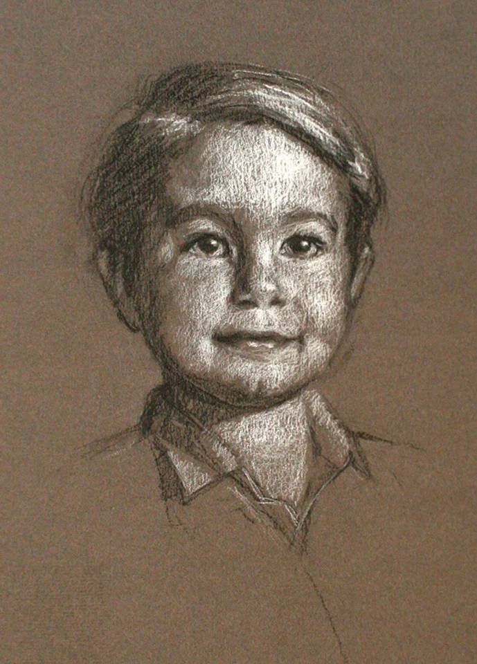 Jack, preparatory study, 8x10", charcoal and chalk on toned paper