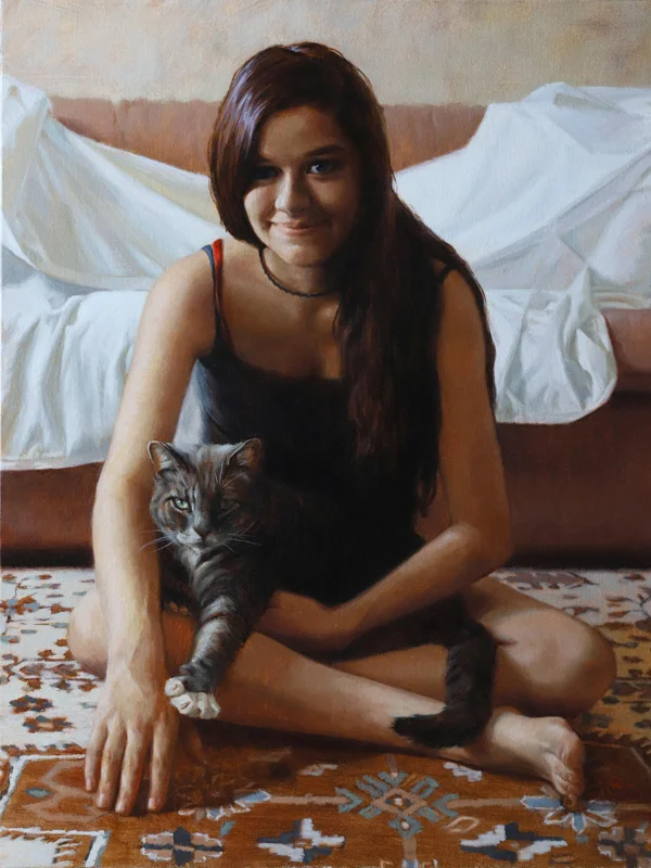 Amanda and Tubby, 18x24", oil on linen