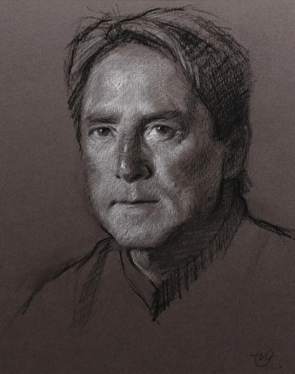 Tim, 8x10", charcoal and chalk on toned paper