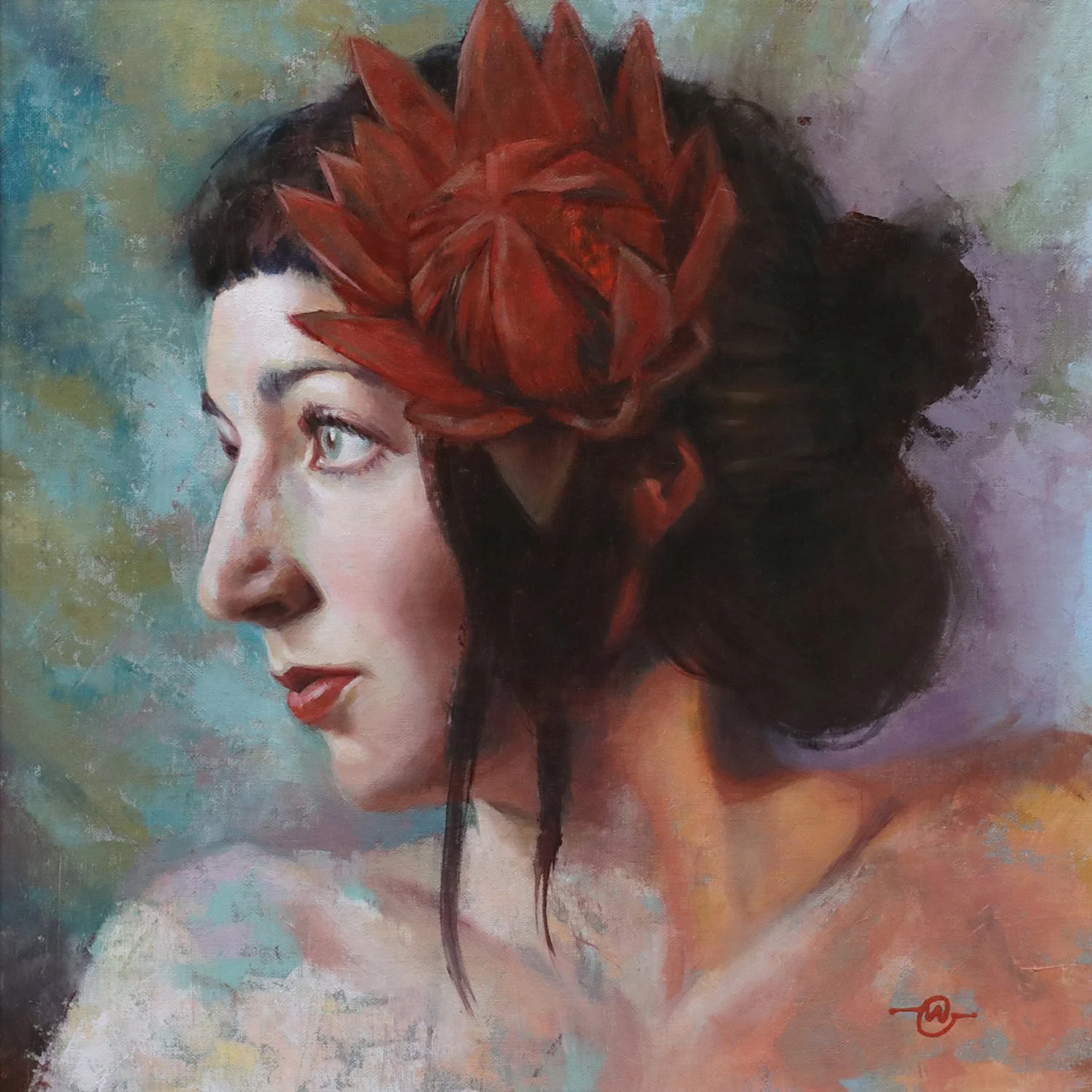  Flower Dance, 12×12”, Oil on linen 