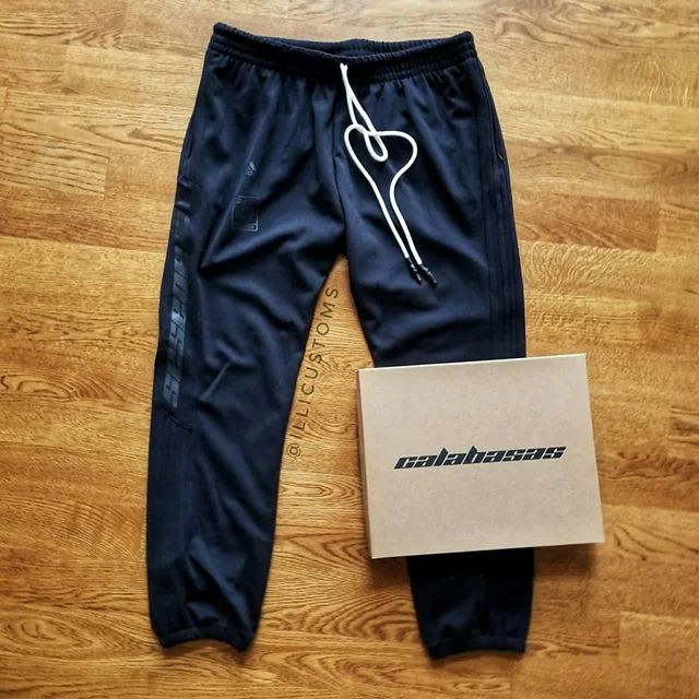Custom YEEZY Calabasas track sweats with fully functional drawstring cut and sewn in #illicustoms
