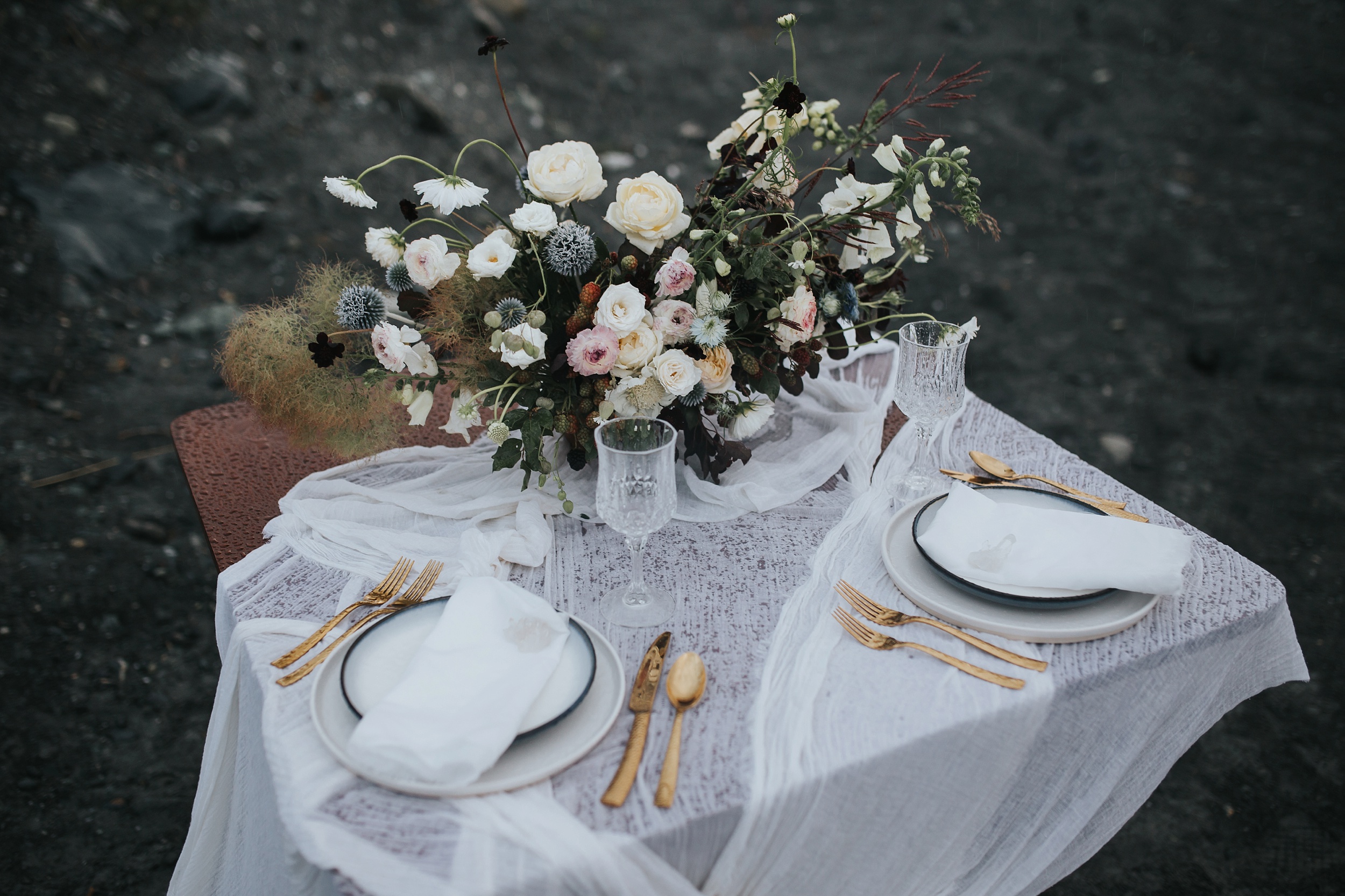 glacier wedding tablescape