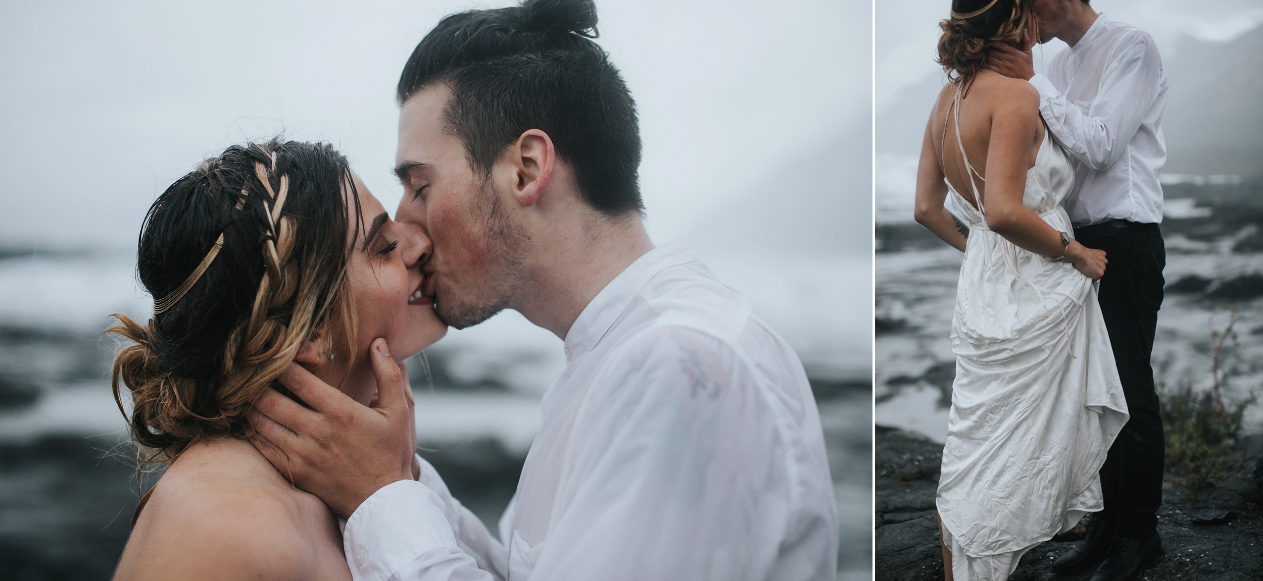 rainy outdoor wedding in Alaska