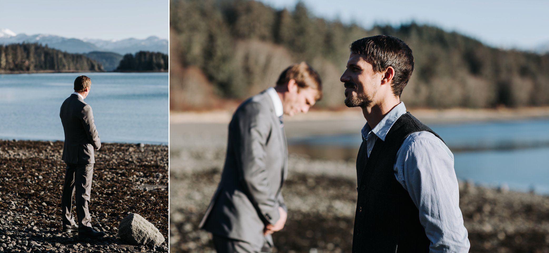 wedding at Auke beach in Juneau Alaska