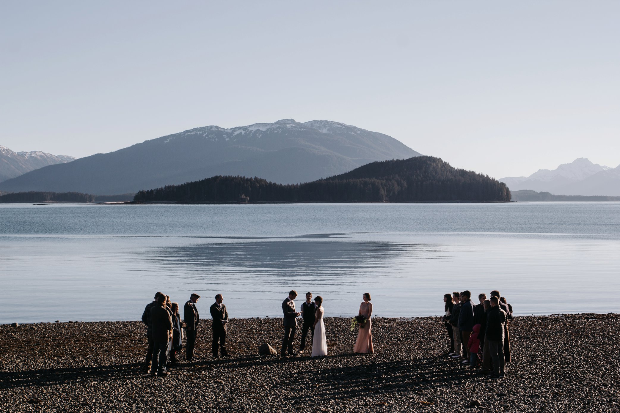 wedding at Auke beach in Juneau Alaska