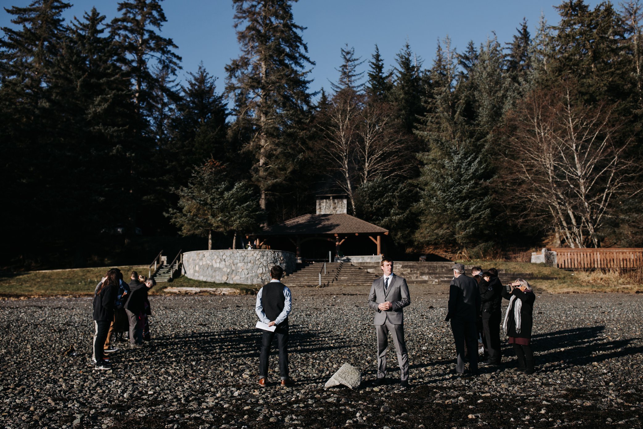 wedding at Auke beach in Juneau Alaska