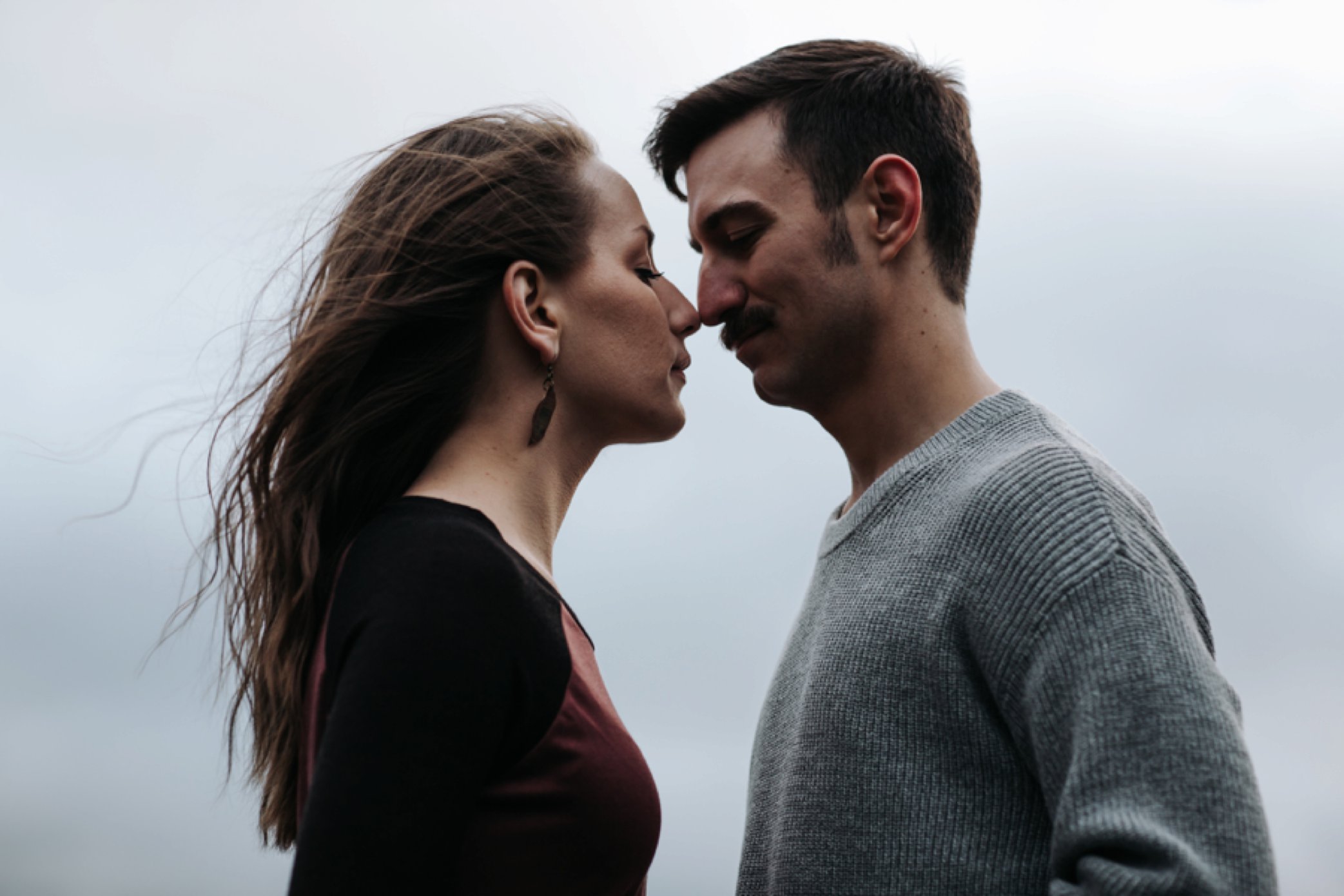 moody engagement portrait