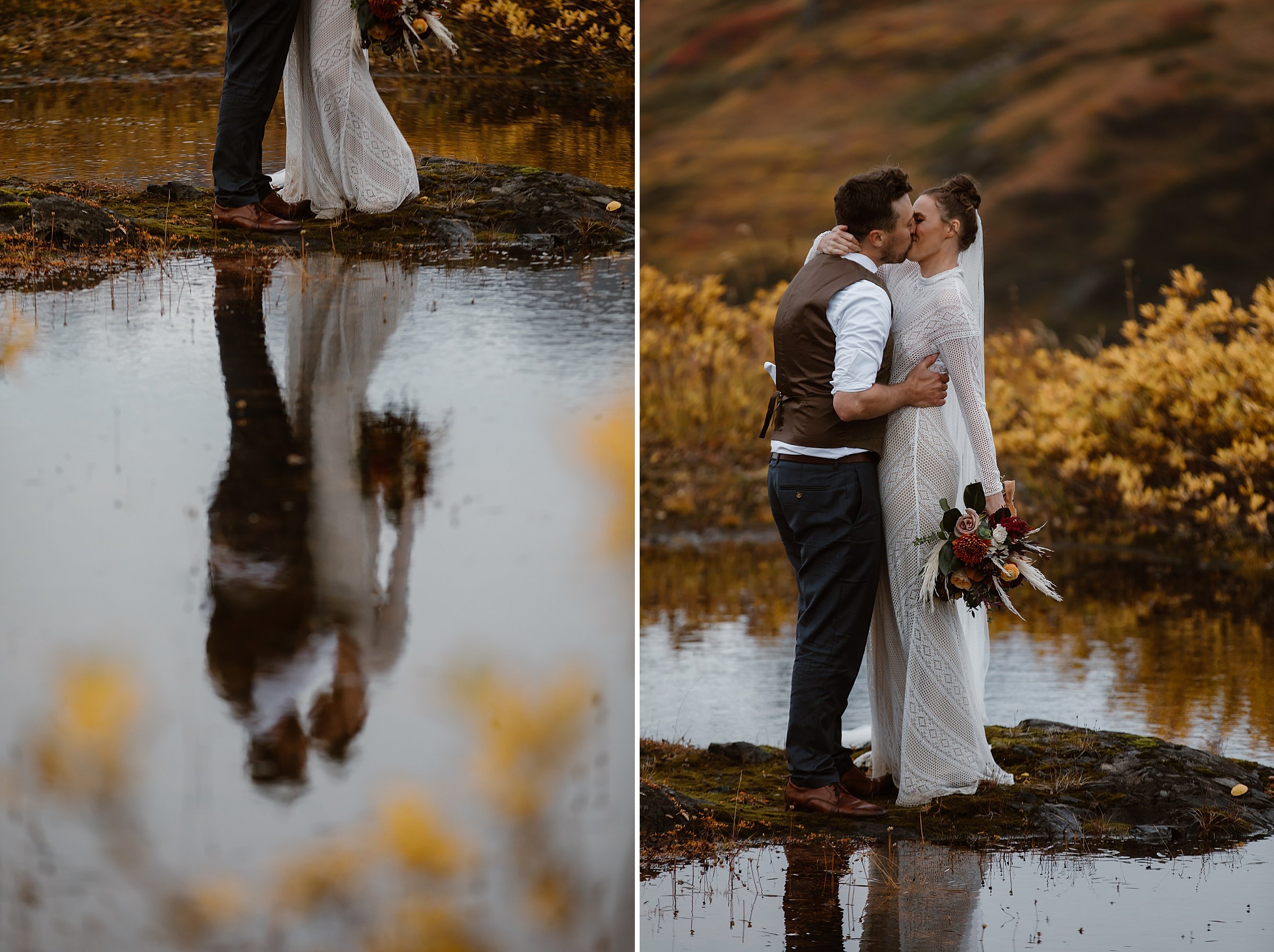  bride and groom eloping in the fall 