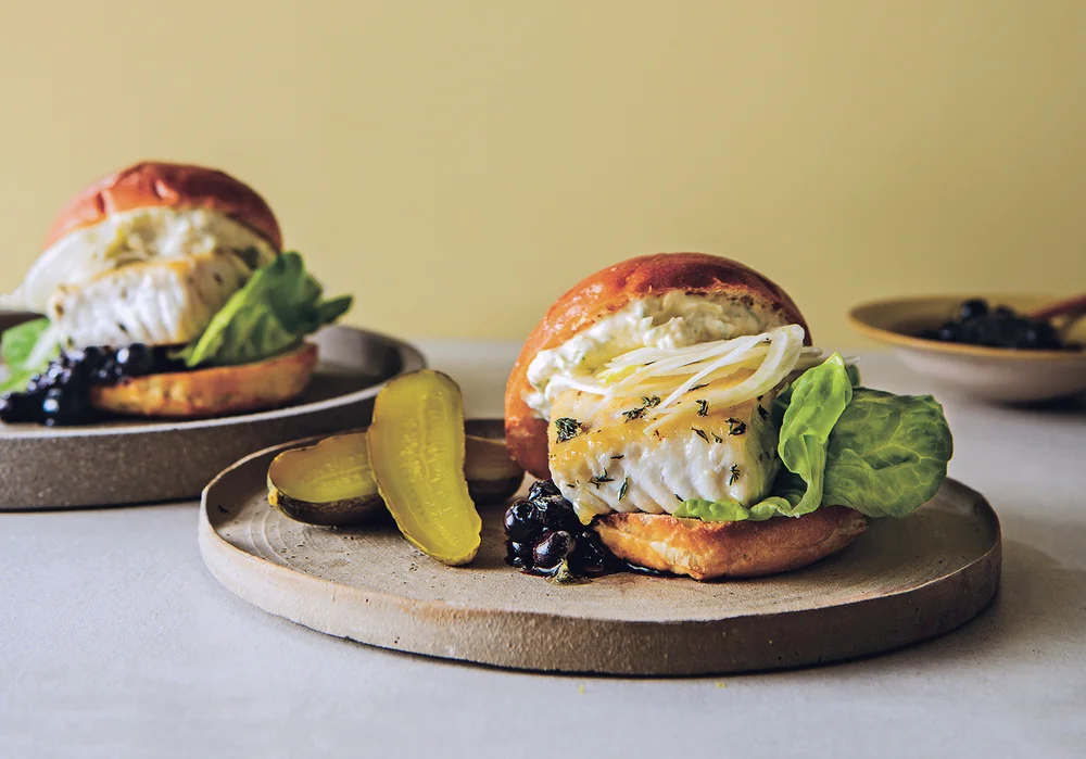 Wild Pacific Halibut Burger with Blueberry Relish — Wild Pacific Halibut