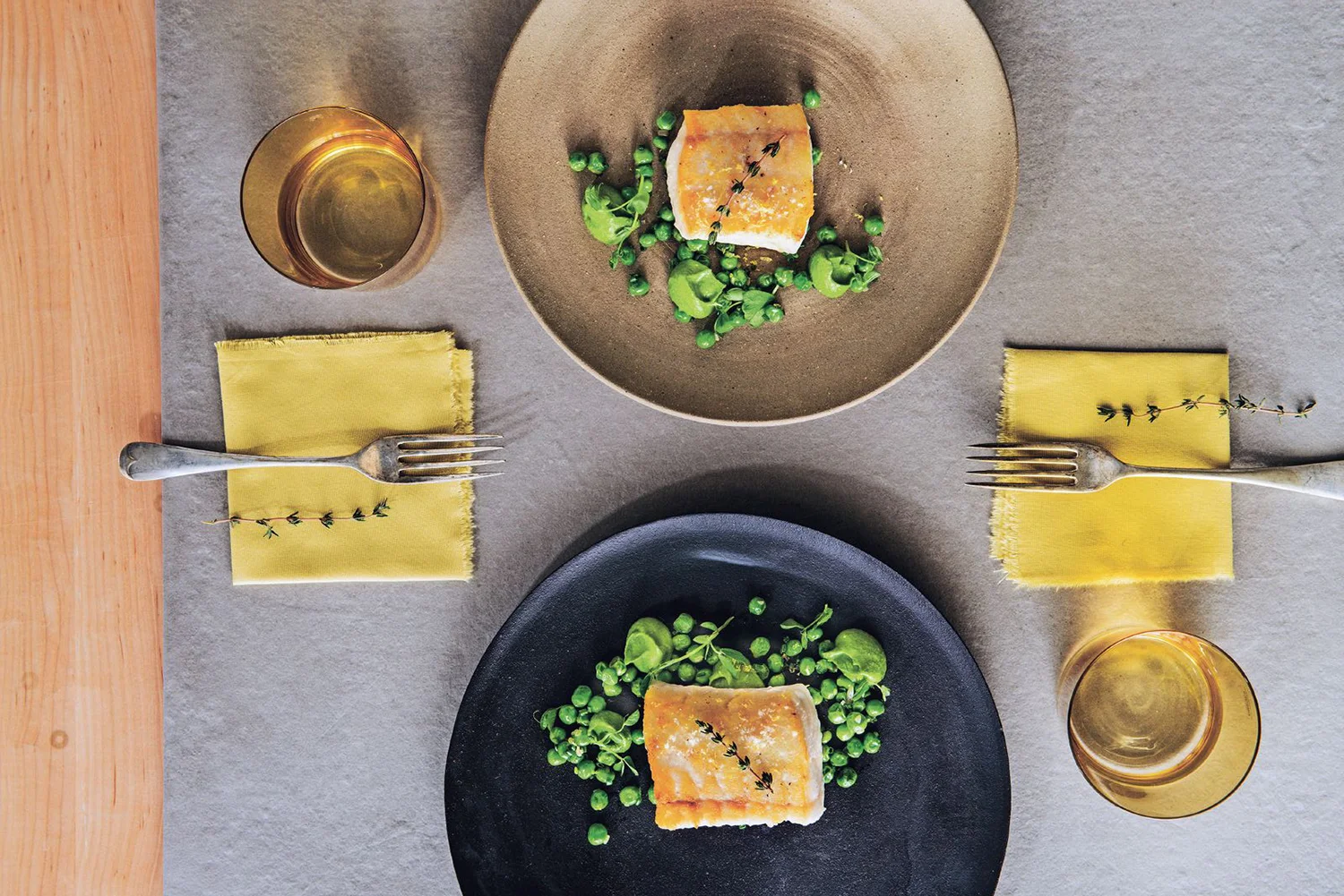 Wild Pacific Halibut with Spring Peas and Spinach-Pea Purée