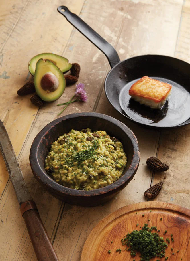 Pan-Seared Wild Pacific Halibut  With Avocado Risotto