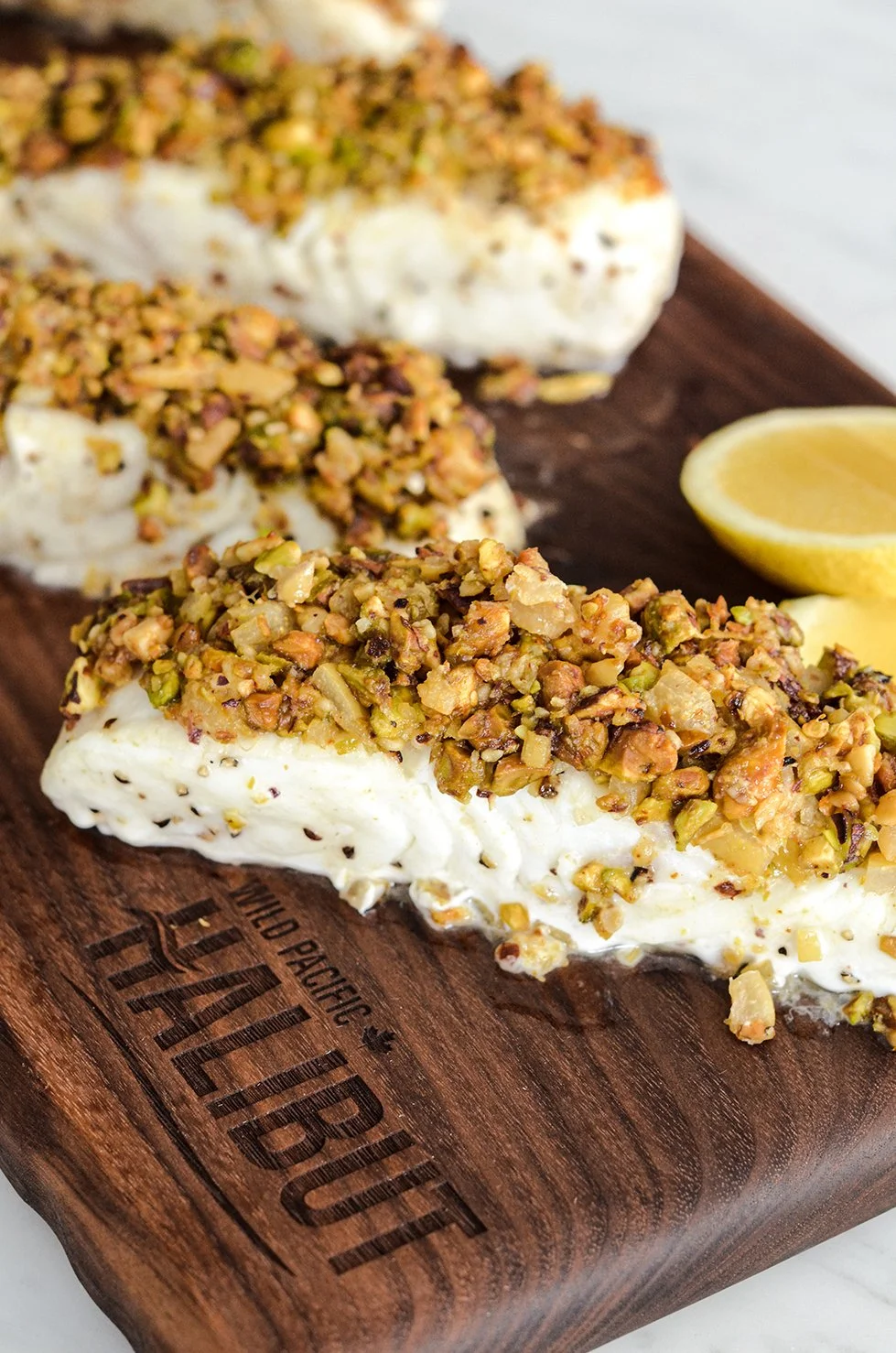 PISTACHIO &amp; LEMON CRUSTED WILD PACIFIC HALIBUT