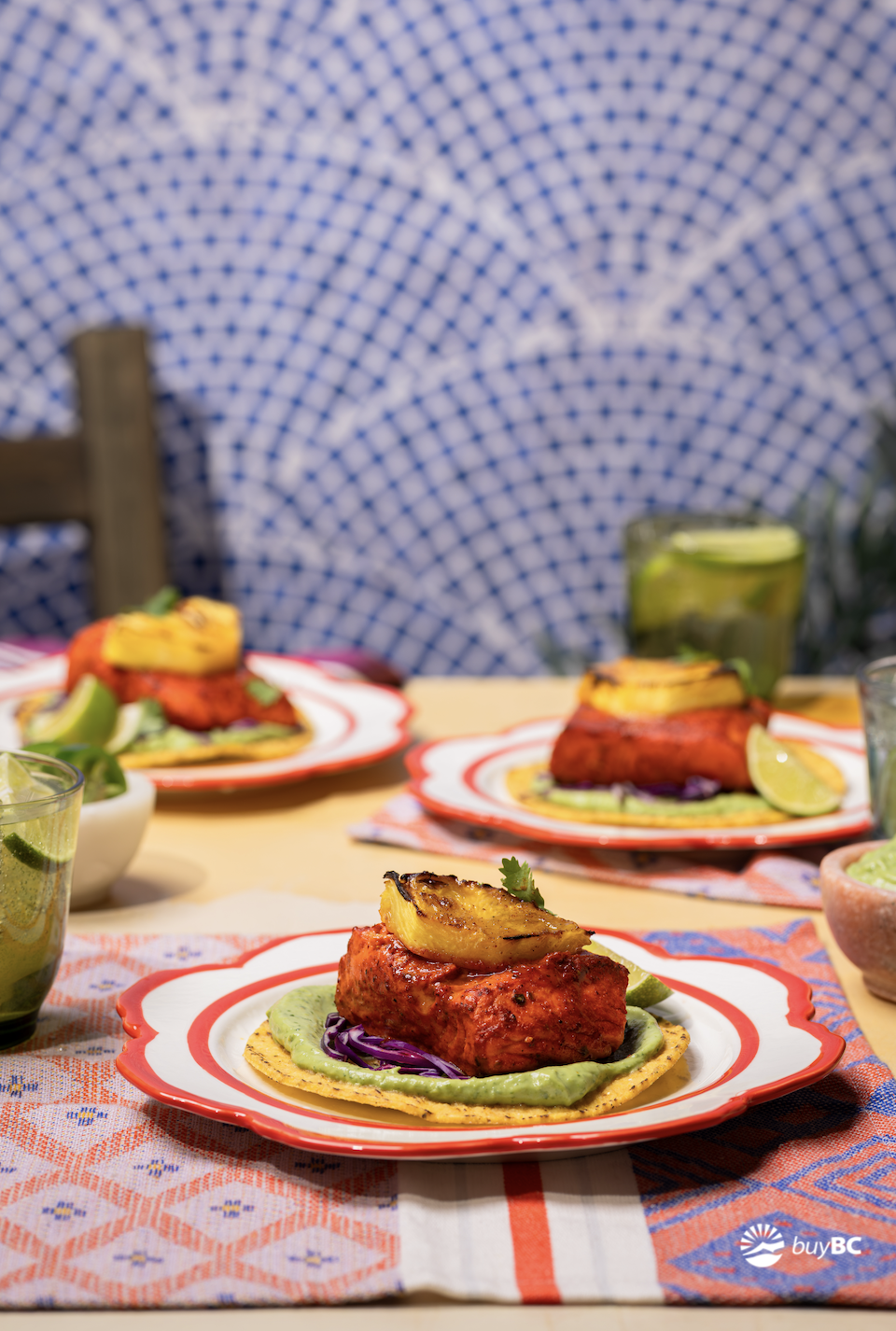 Achiote-roasted Halibut Tostada, Avocado Crema, Roasted Pineapple