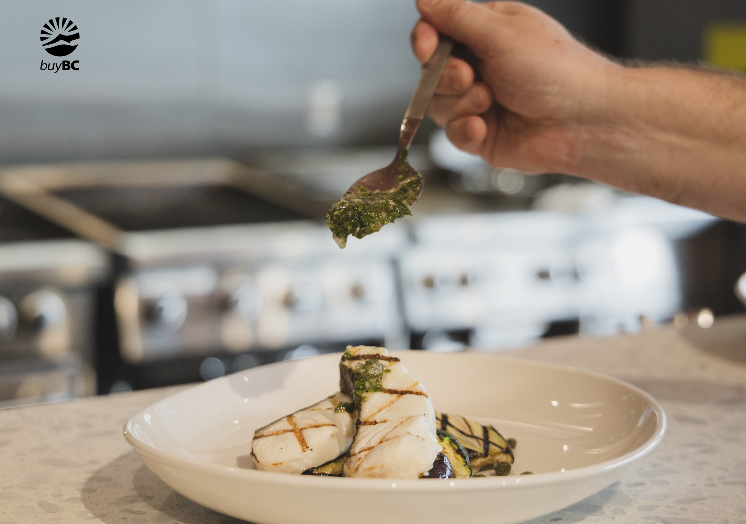 Grilled Wild Pacific Halibut Pavé “Salmoriglio”