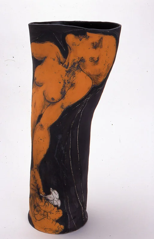 Narcissus, 2002, mid-fired ceramic with underglazes, 75cm