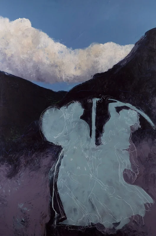 Maenads Dancing , 2008, acrylic and oil stick on linen, 120cm(w)x240cm(h)