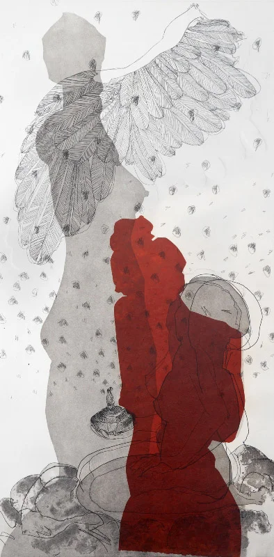 She was Never to see His Face , 2010, etching, 100x50cm