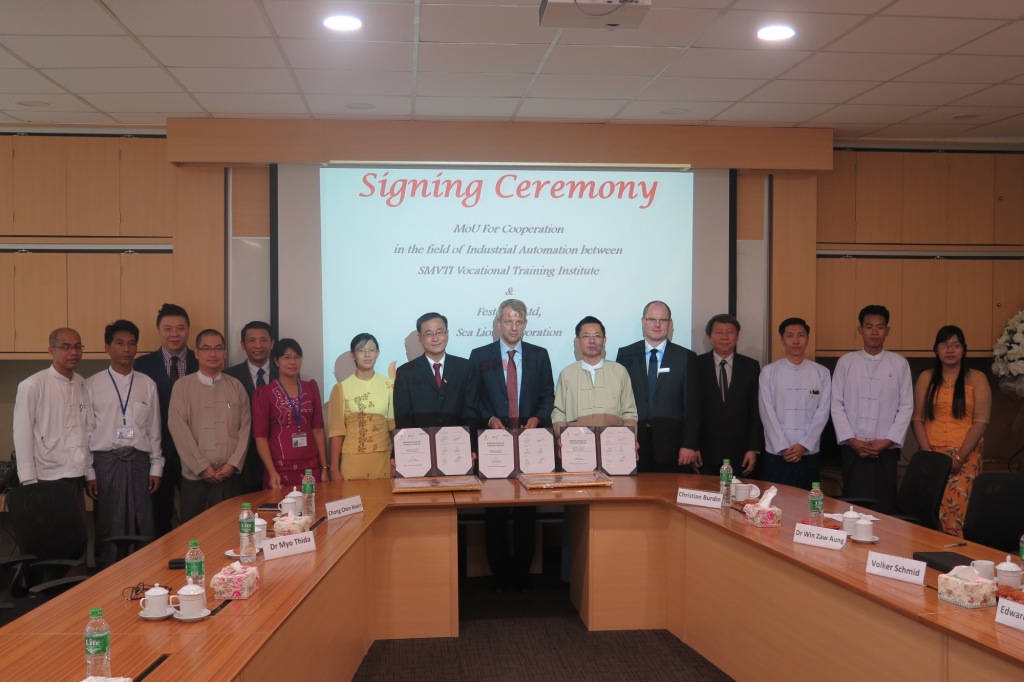 MOU signing ceremony for cooperation in the field of Industrial Automation between Sea Lion Co Ltd, Festo Pte Ltd and SMVTI Vocational Training Institute 