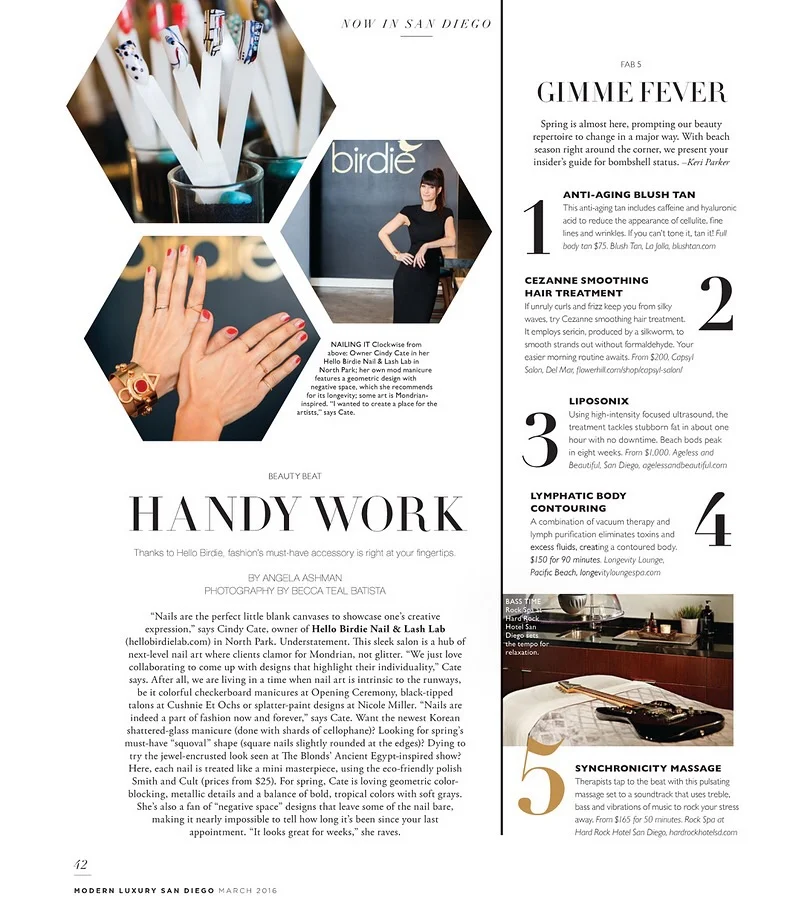 Hello Birdie Owner, Cindy Cate featured in Modern Luxury San Diego