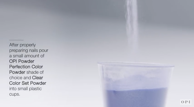 One sanitary way to dip nails is to pour product into disposable portion cup to only use for the one appointment and to discard after as seen in OPI’s tutorial.
