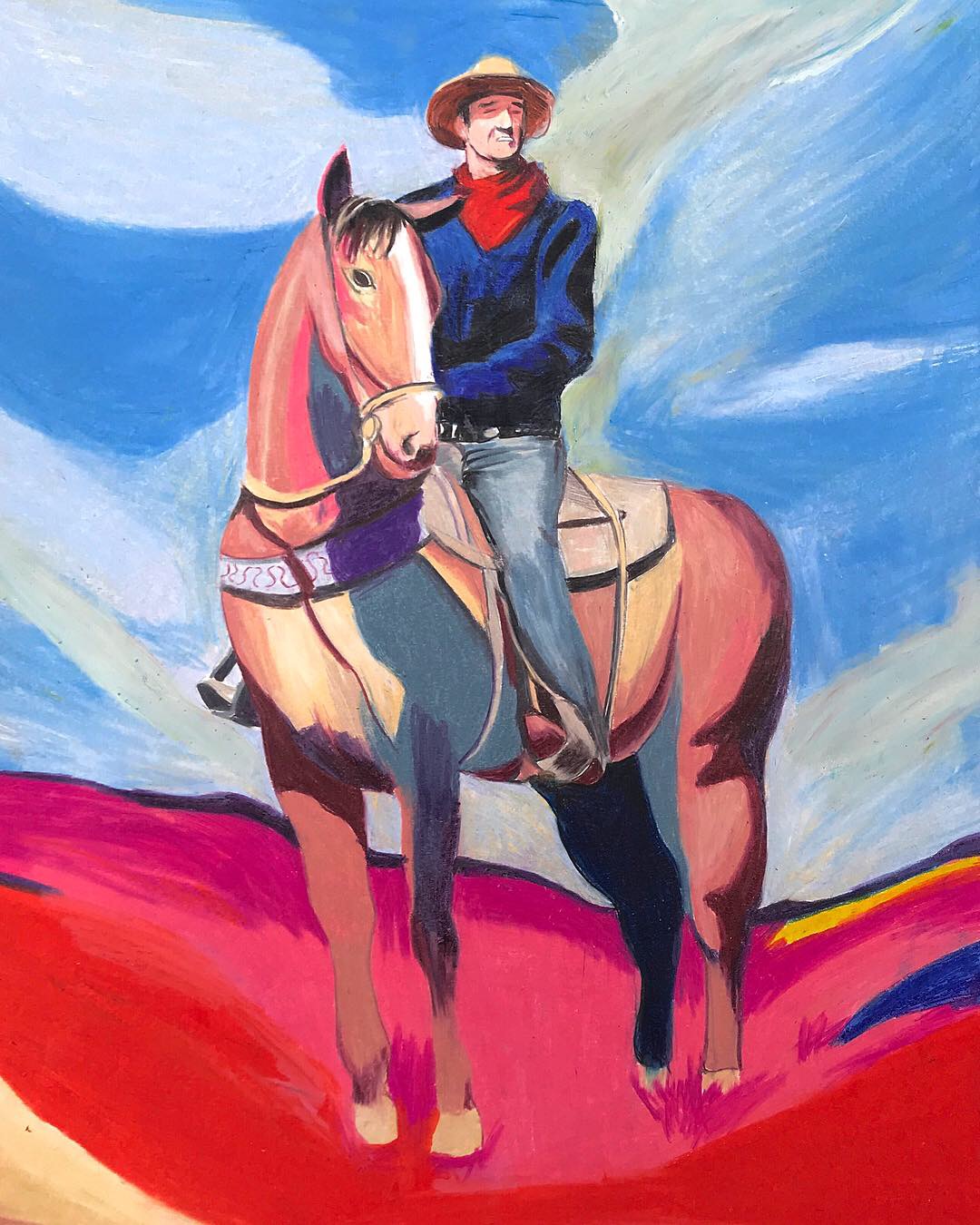 John Wayne - 12" x 16" - Colored Pencil & Oil Pastel on Paper - 2018