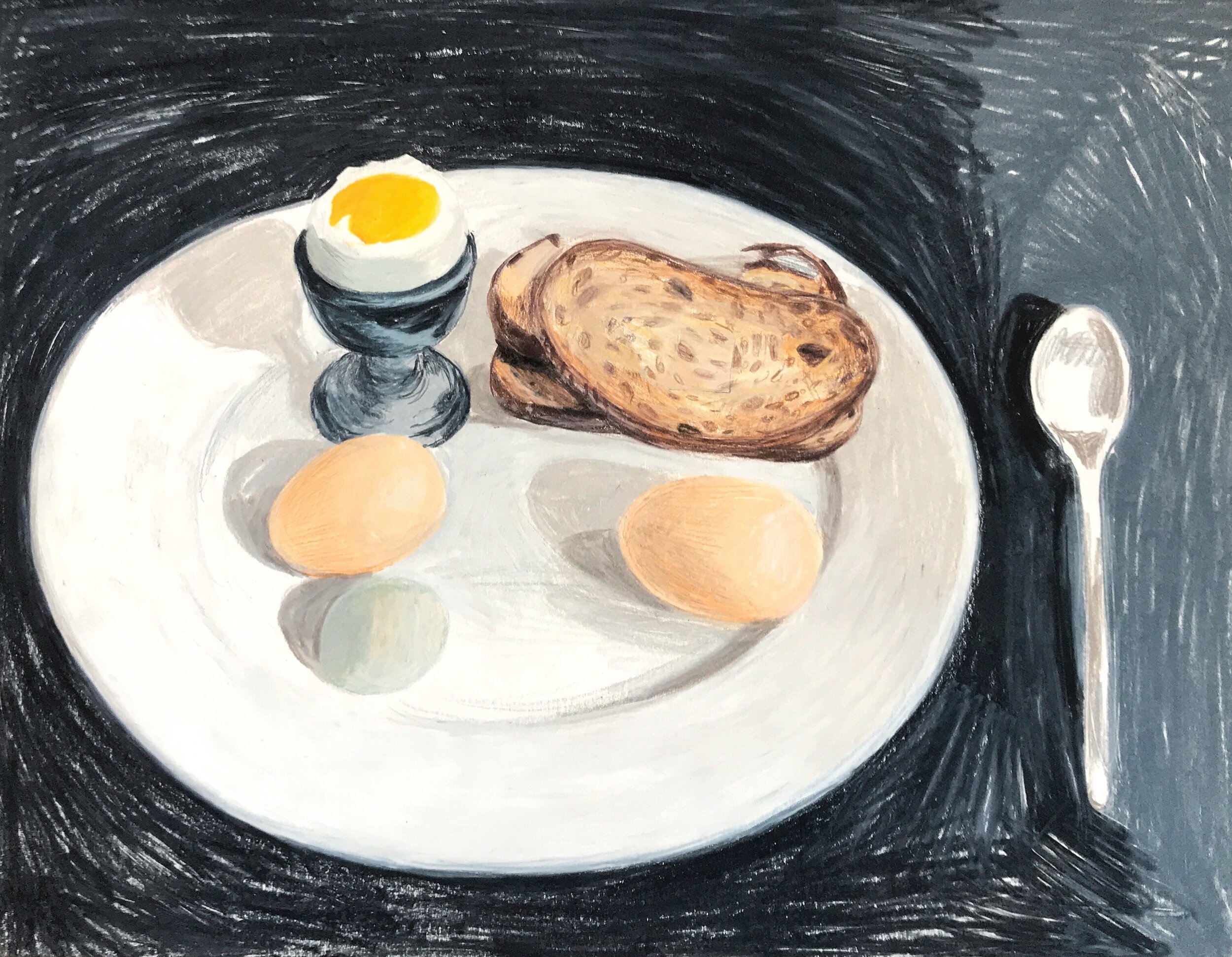 Egg Breakfast - 9" x 12" - Colored Pencil on Paper - 2019 (*SOLD)