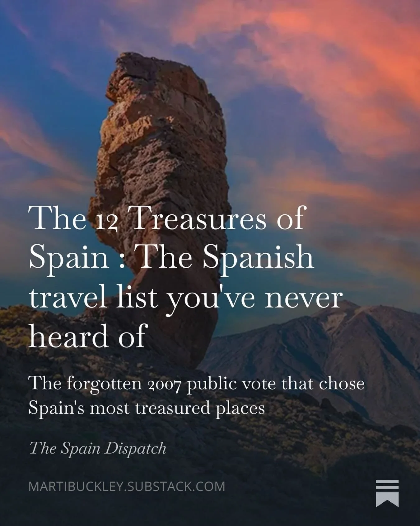 The day I stumbled upon this frozen-in-time website talking about how in 2007 the Spanish people voted for what they thought were Spain&rsquo;s national treasures in a huge nationwide contest was the day this month&rsquo;s newsletter was born. 📩

It