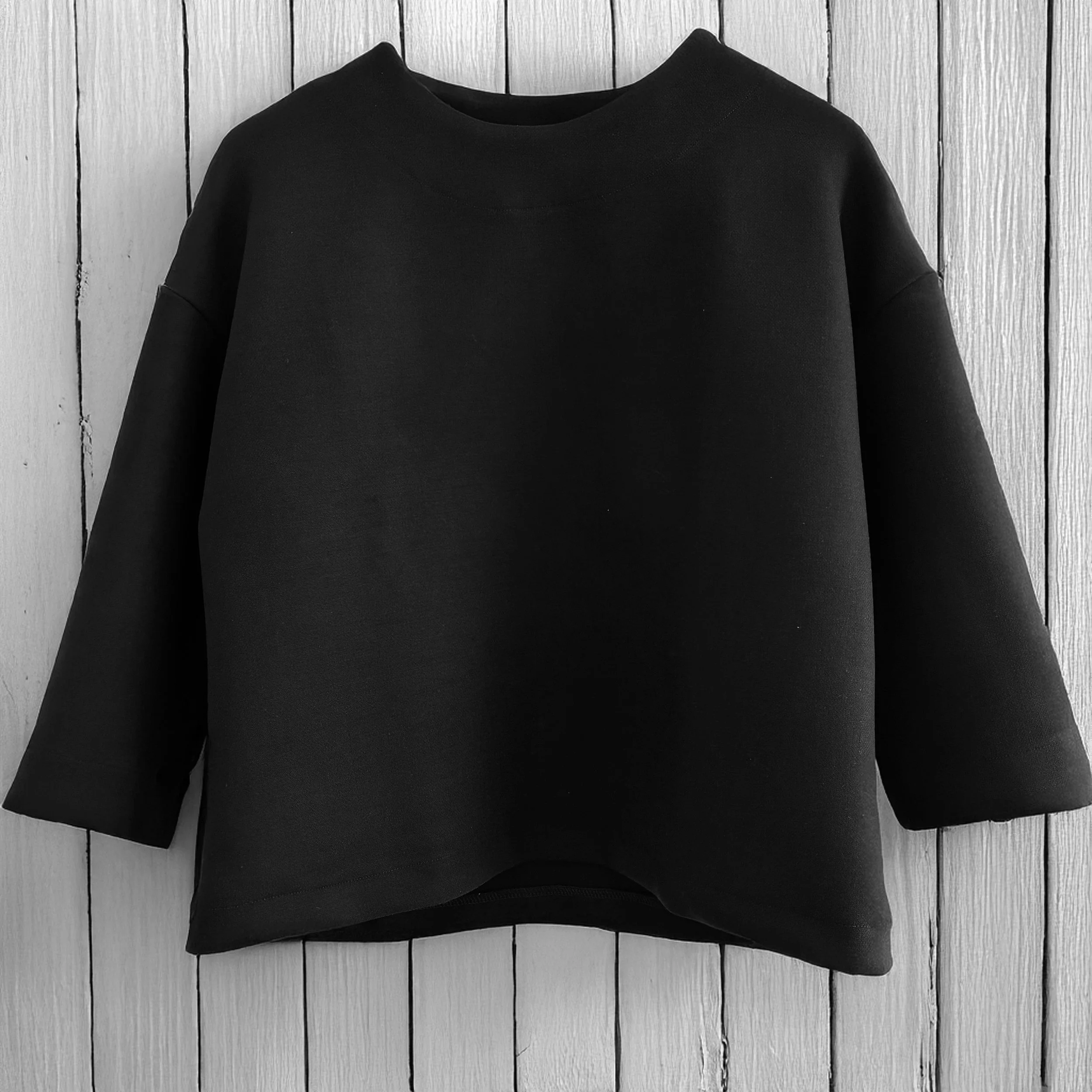 Rosalind Top | Black Stretch wool