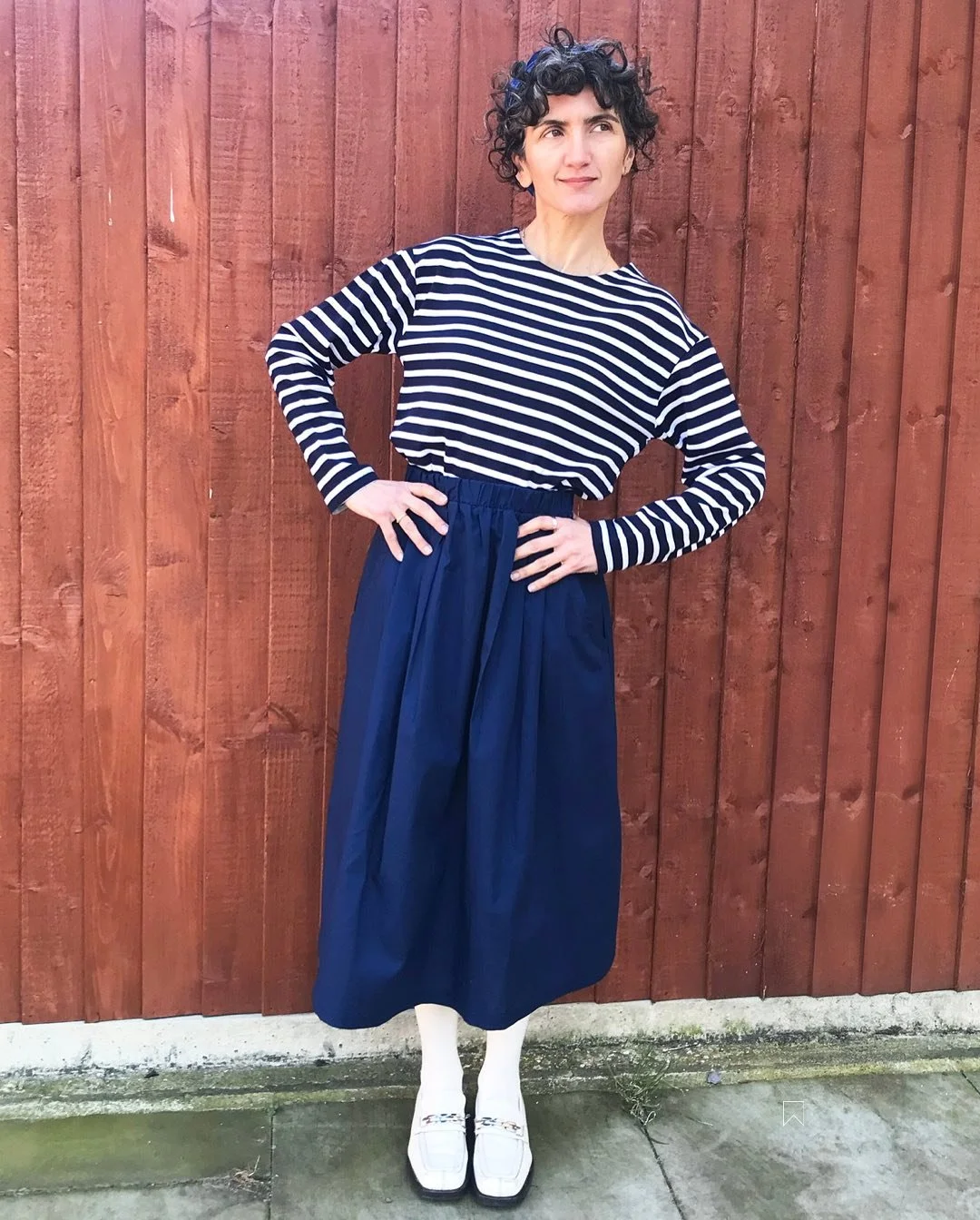 Good morning! ☀️ Spring style with our Laura skirt and organic stripes modelled by Sonia ✨ Wishing you a fabulous weekend! Come say hi—we’re open in Nunhead & Whitstable, with gorgeous newly made arrivals waiting for you. 💛 #WeekendS