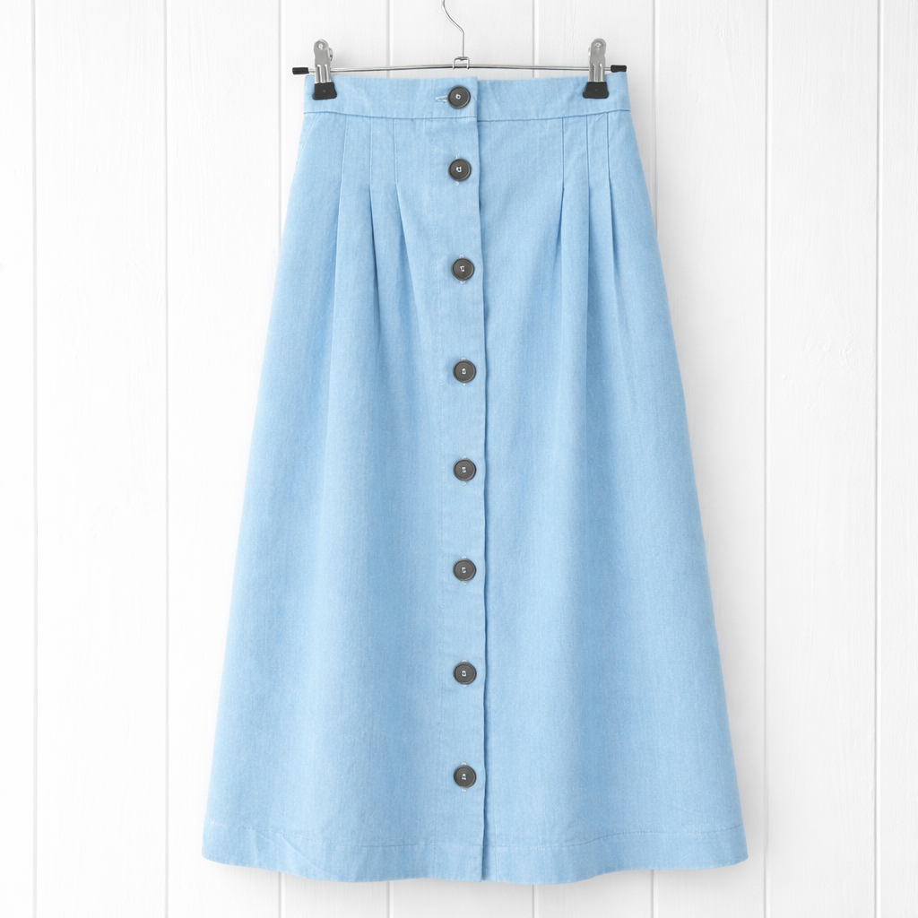 Margot Button Skirt | Sun-washed denim