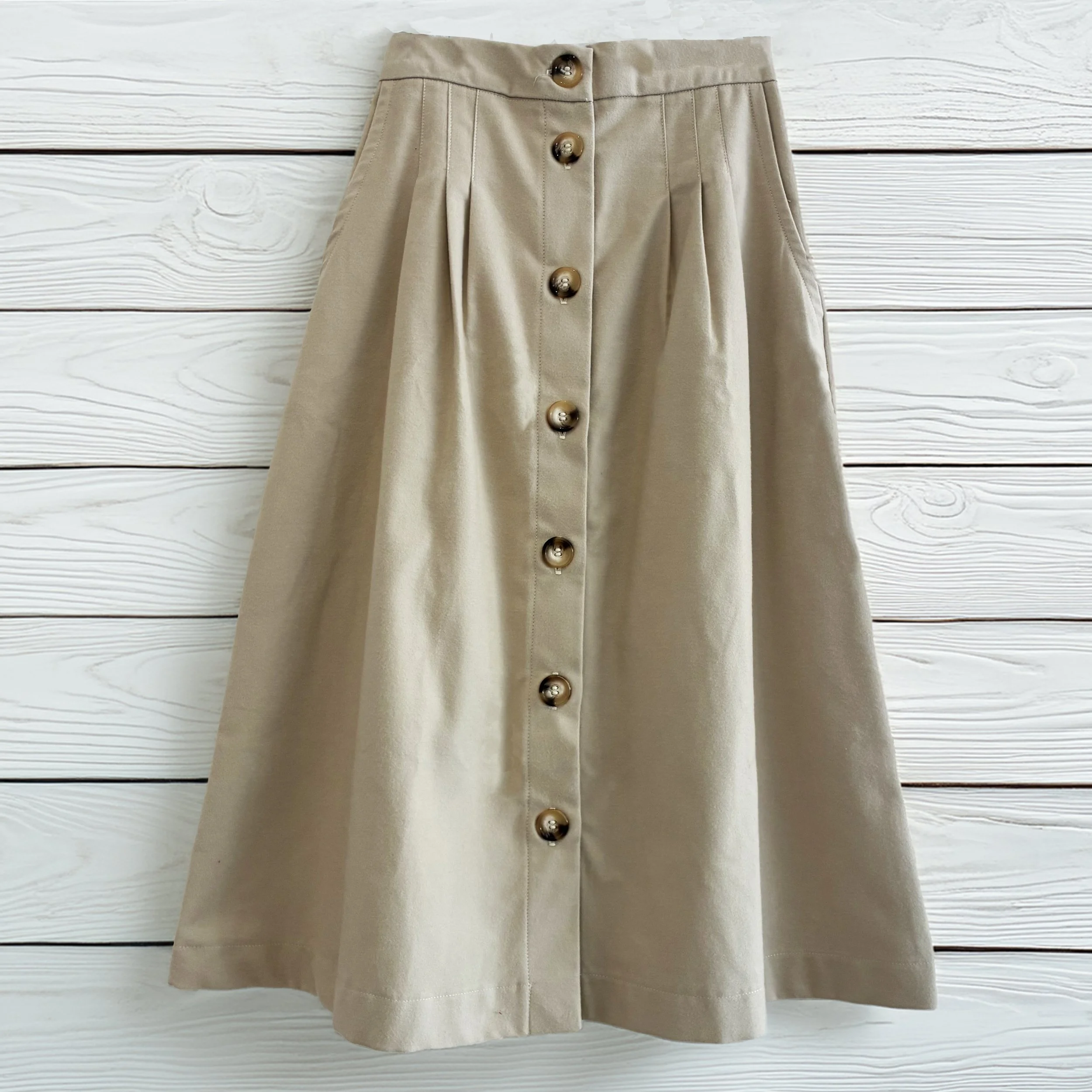 Margot Button Skirt | Tan Moleskin