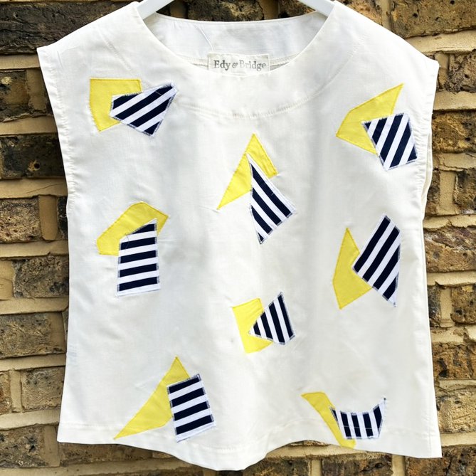 Fleur de Chute | Sustainable Cap Sleeve Appliqué Top | Stripe