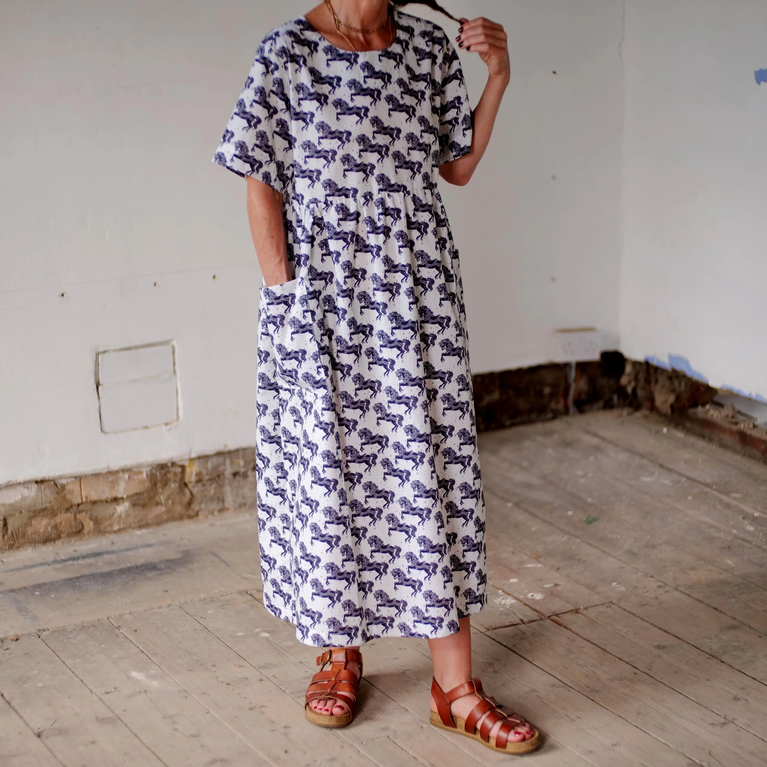 Clementine Dress | Galloping Horses Print