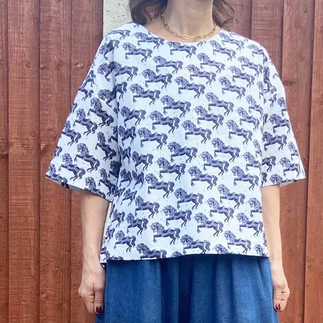 Juliette Top | Galloping Horse Print