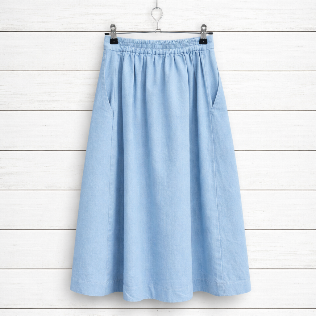 Light blue denim midi skirt.png