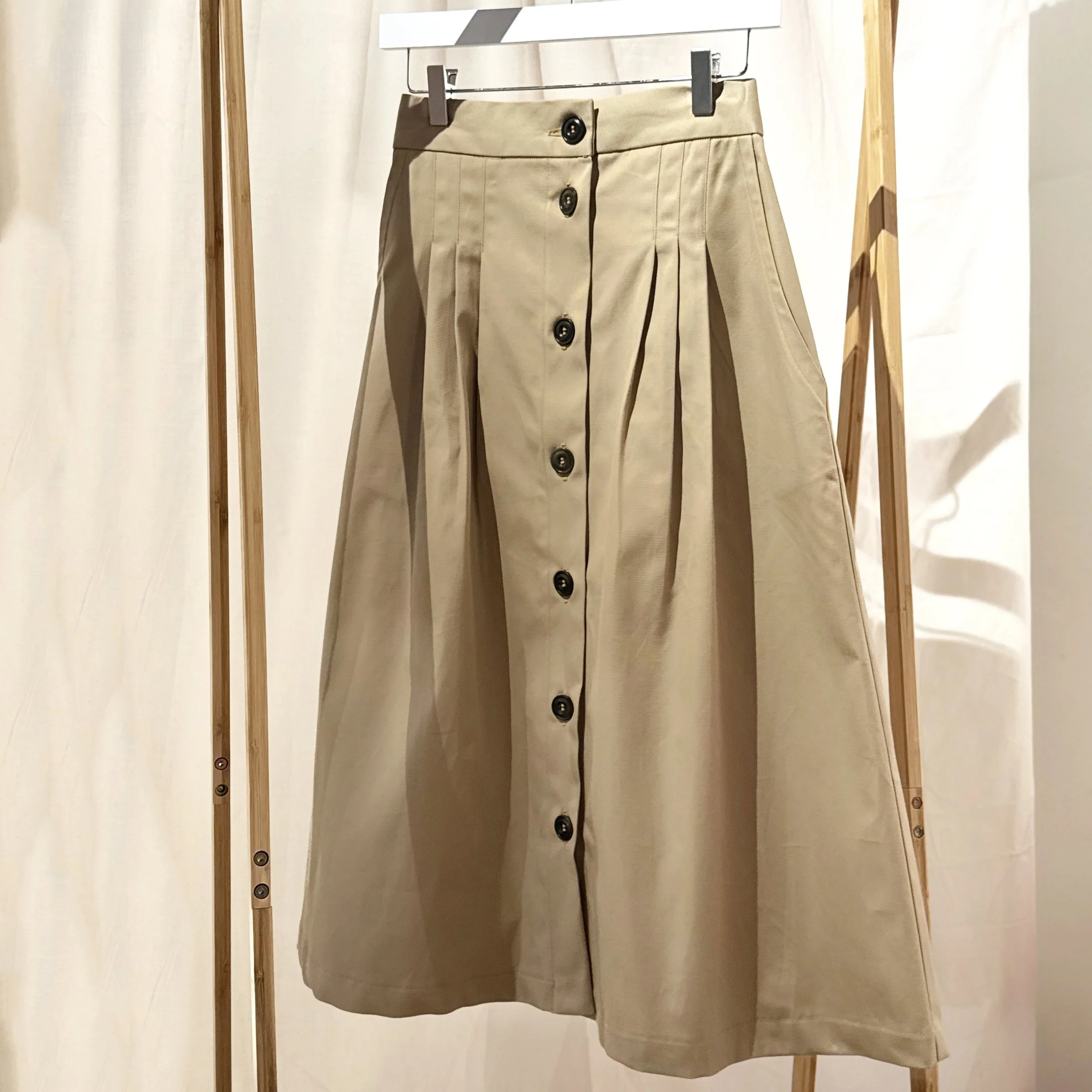 Margot Button Skirt | Tan Cotton