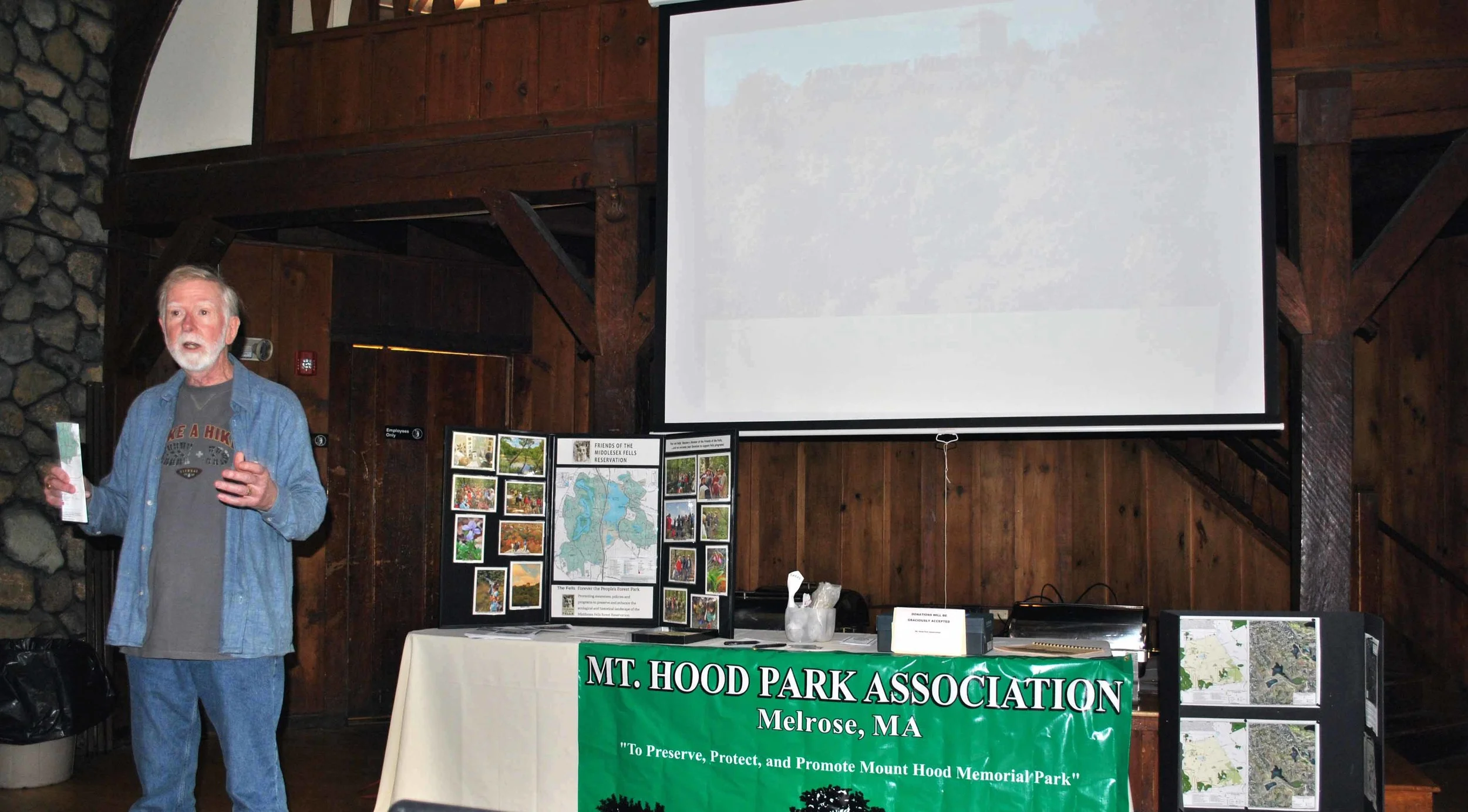 Mike Ryan from the Friends of the Fells speaking to attendees.