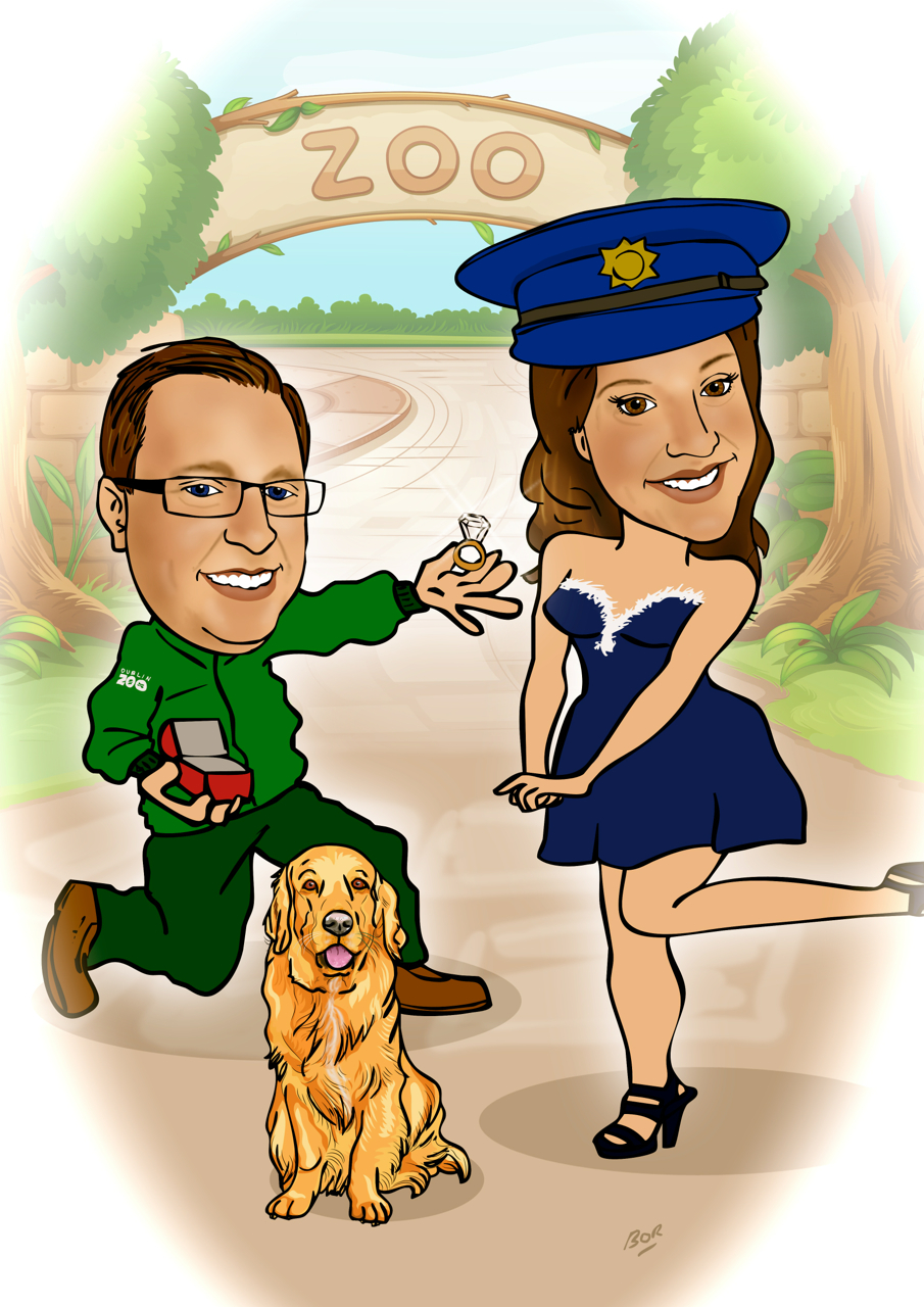 Engagement Present Caricature For Friend