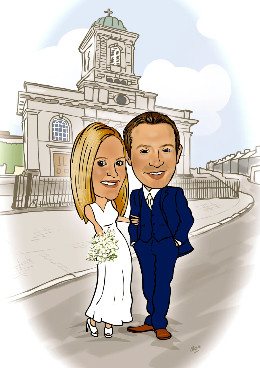 Wedding Caricature Canvas for guests to sign