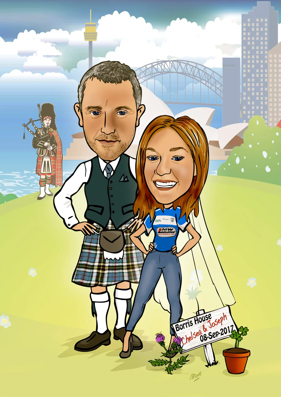 Engagement Caricature For Cousin