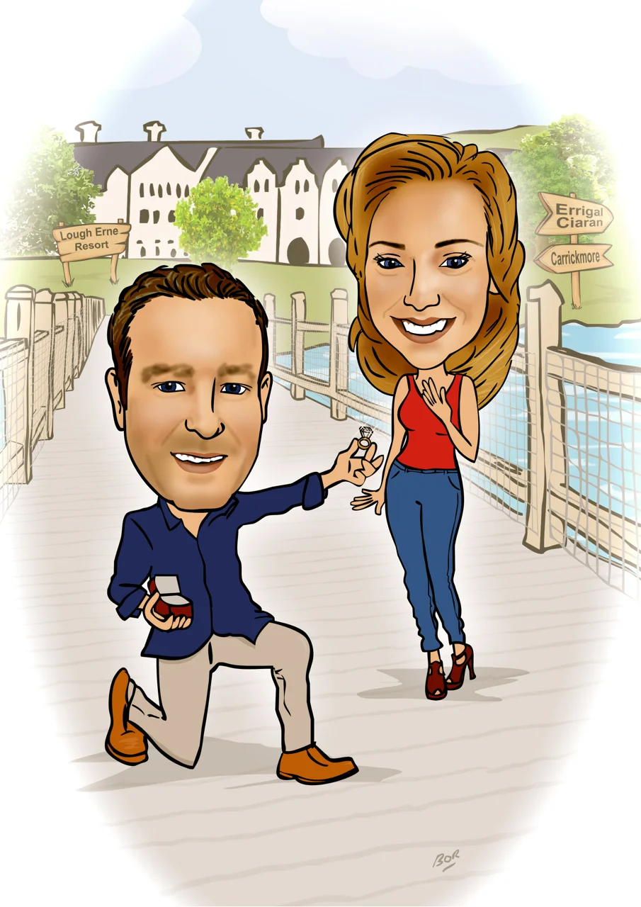 Engagement Caricature Lough Erne Resort
