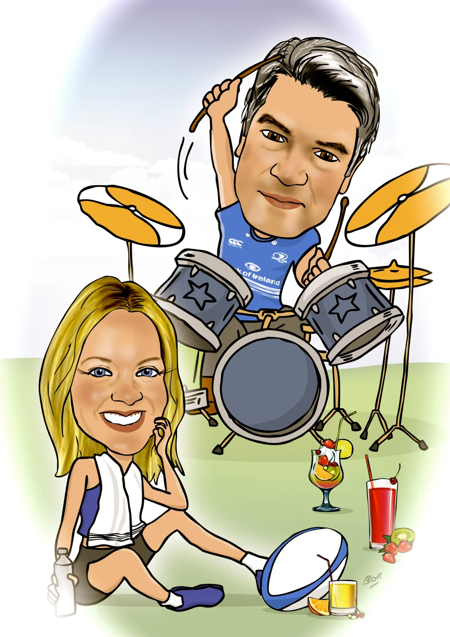 Engagement Present Cartoon (Featuring a drum kit)