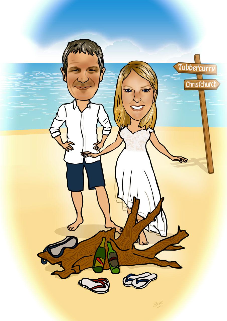 Wedding Gift Caricature (Island scene)