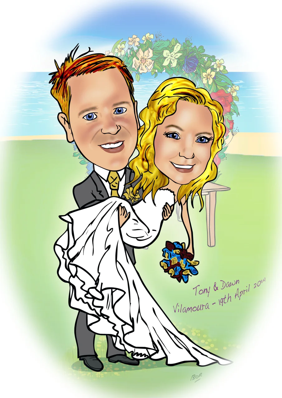 Wedding Present Cartoon on Canvas 