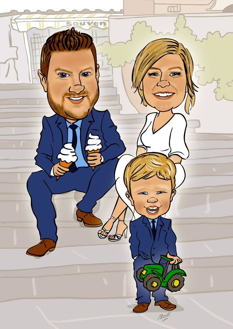 Framed Caricature of Wedding day