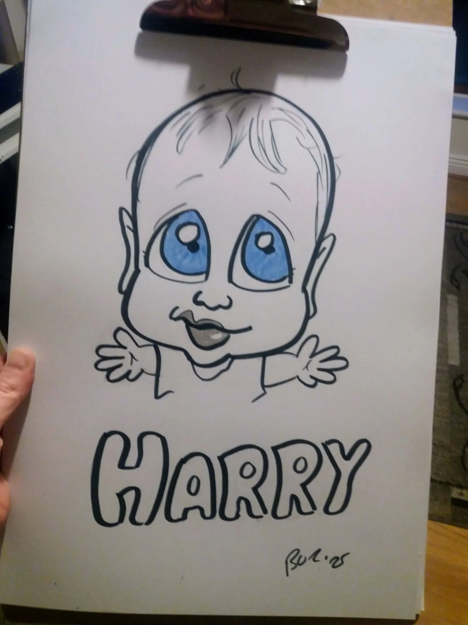 Live caricature of a young child created on the spot