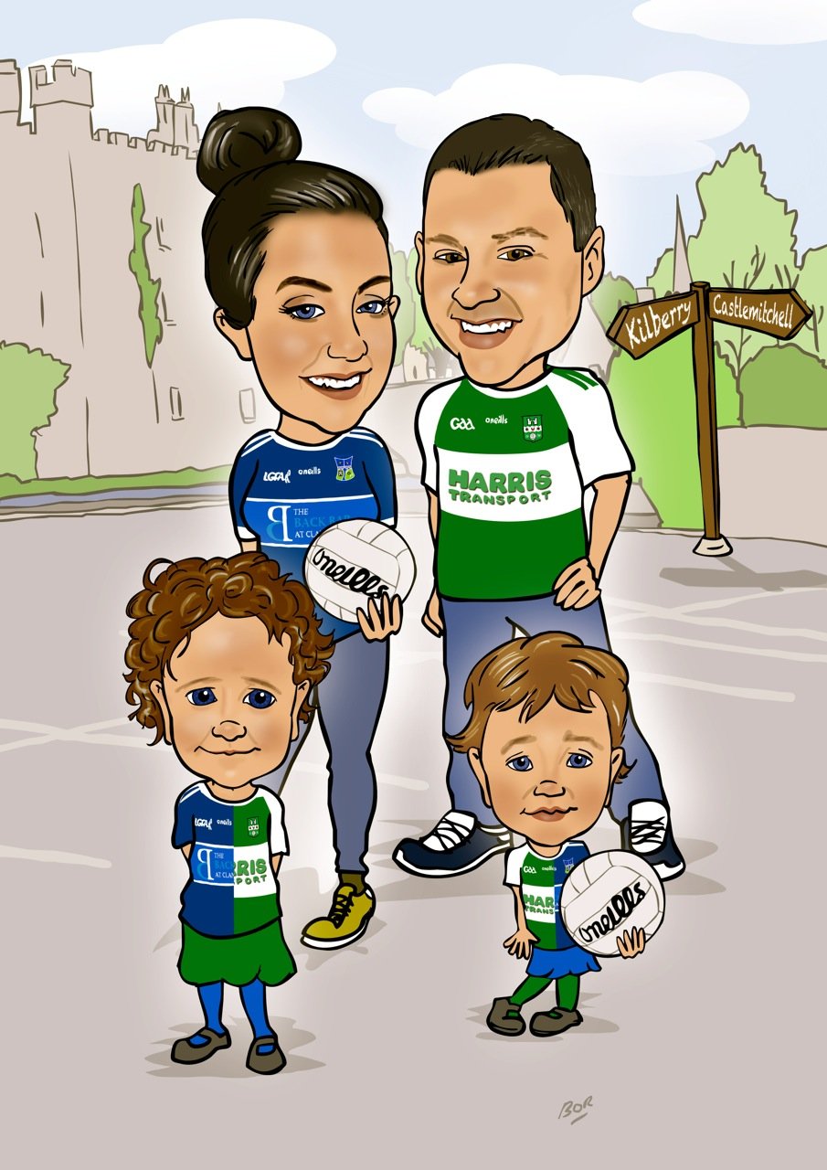 Football family caricature GAA — Caricature Artist Brendan O'Rourke