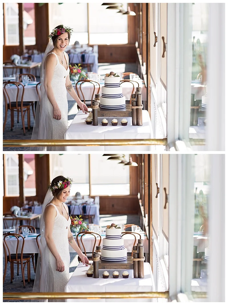 Cake by Sugarrush, Hair & Make: Andrea Bounds, Model: Ami Flowers: Little Miss Lovely, Photography: Dana Marie,Planner: Alison to the Altar, Venu: Harrison's Harborwatch