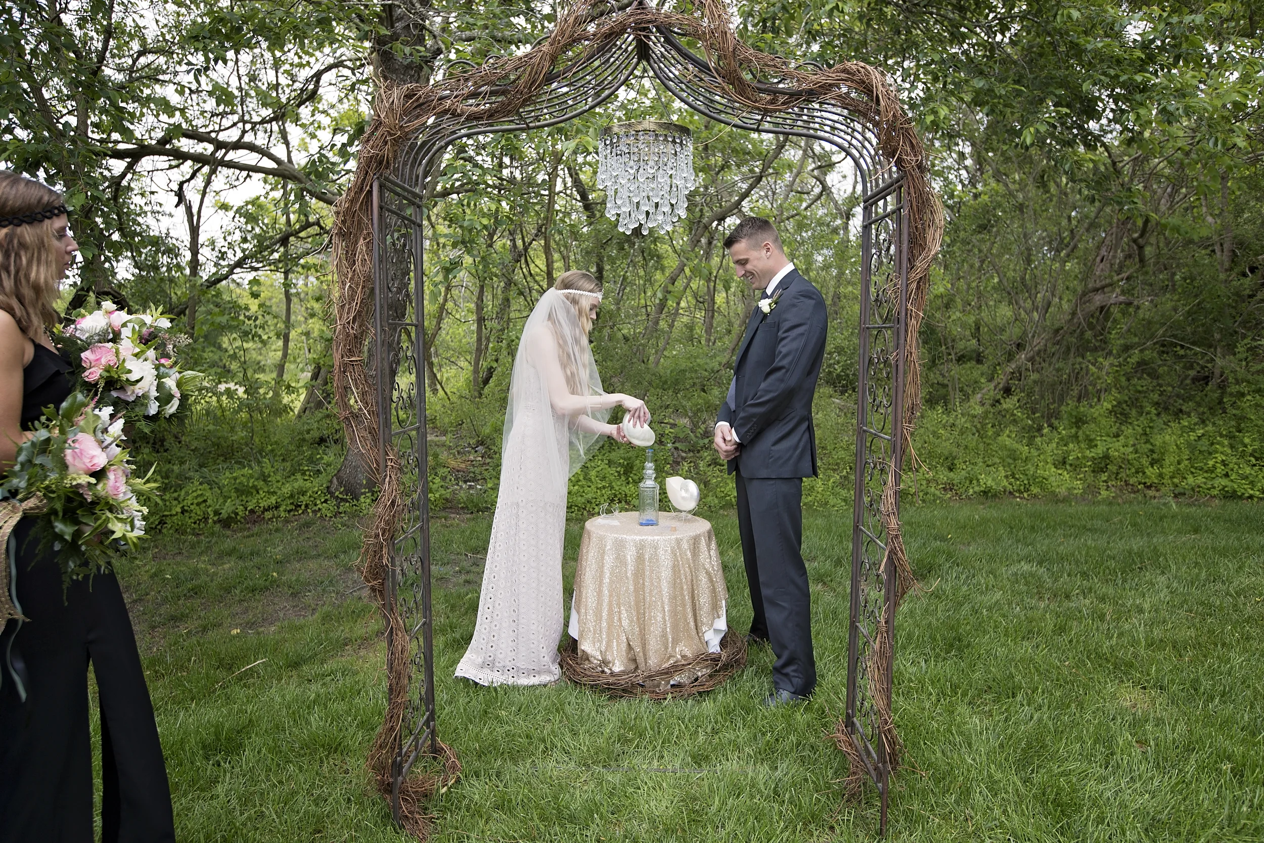 No sand here -A wooded backdrop for the I Do's